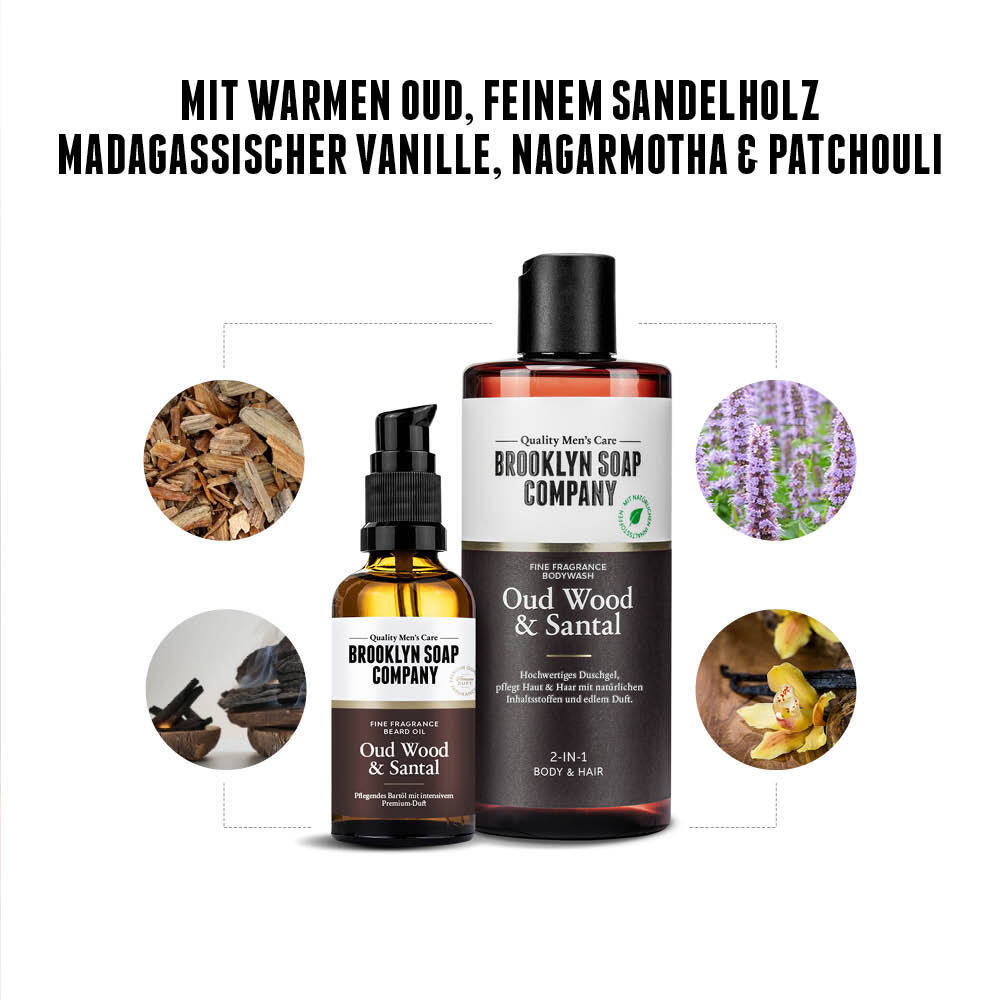 Brooklyn Soap Company Oud Wood & Santal Bartöl und Duschgel – Duft-Duo