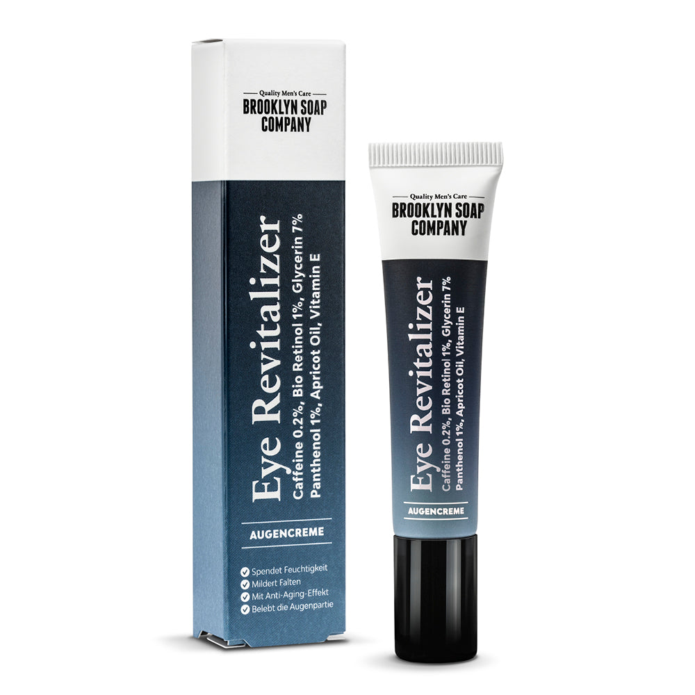 Brooklyn Soap Company Eye Revitalizer Augencreme mit Koffein, Bio-Retinol und Vitamin E für eine erfrischte und hydratisierte Augenpartie.