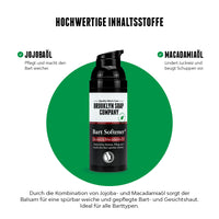 Bart Softener mot Jojobaöl und Macadamiaöl gegen Juckreiz und Bartschuppen.