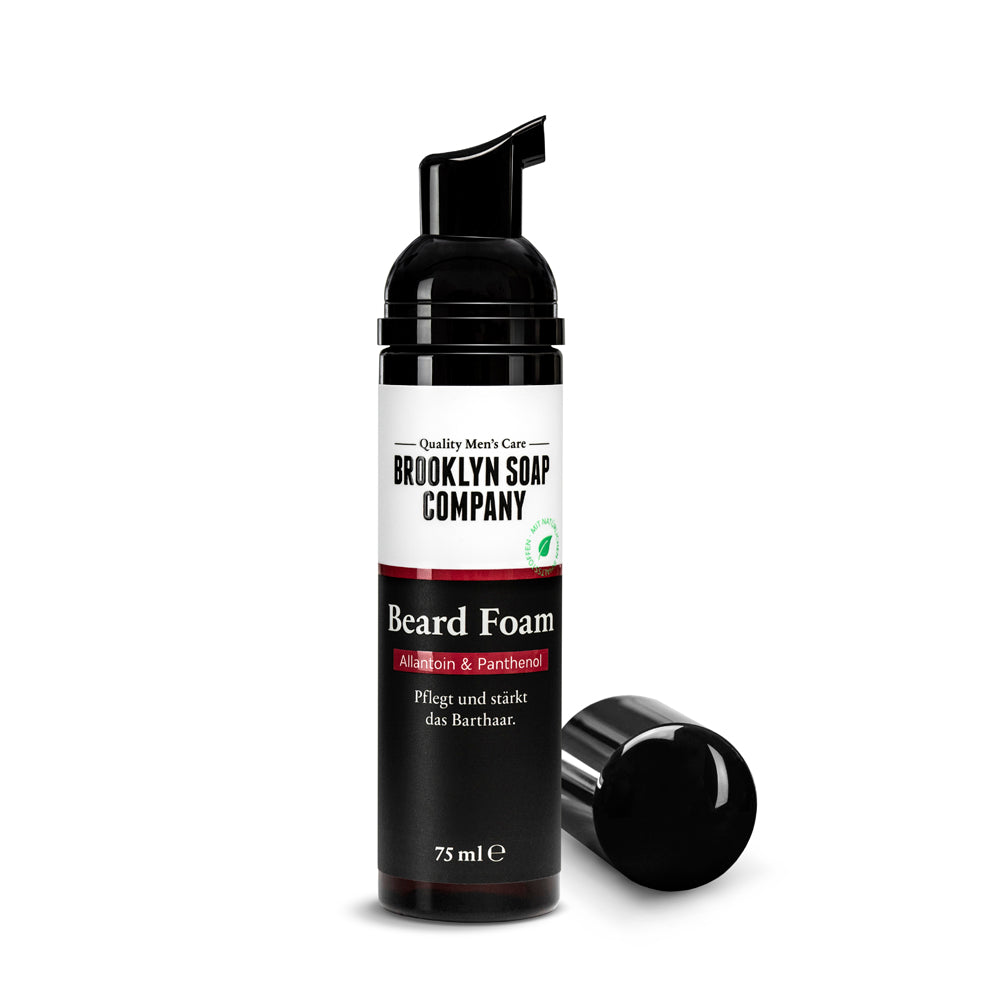 Der Beard Foam ist wie eine Spülung für den Bart und pflegt und stärkt Barthaare mit Allantoin und Panthenol.