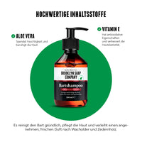 Das Bartshampoo enthält hochwertige, natürliche Inhaltsstoffe und ist dank Aloe Vera und Vitamin E besonders gut und pflegend. Es hat einen besonders angenehmen Duft nach Wacholder und Zedernholz.