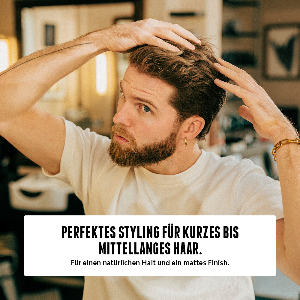 Matt Paste für Männer von der Brooklyn Soap Company - perfektes Styling für kurzes bis mittellanges Haar für einen natürlichen Halt und ein mattes Finish. 
