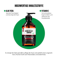 Das Bartshampoo enthält hochwertige, natürliche Inhaltsstoffe und ist dank Aloe Vera und Vitamin E besonders gut und pflegend. Es hat einen besonders angenehmen Duft nach Wacholder und Zedernholz. 